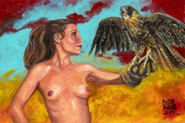 Pintura intitulada "Lady Faucon" por Pictor Mulier, Obras de arte originais, Acrílico