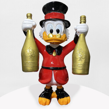 Sculptuur getiteld "Champagne Duck Edit…" door Pieri Gallery (Pieri), Origineel Kunstwerk, Hars