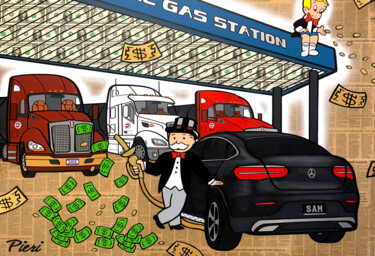 Painting titled "Gas Station Edition…" by Pieri Gallery (Pieri), Original Artwork, Acrylic Mounted on Wood Stretcher frame