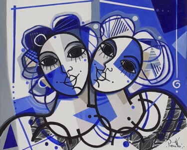 Peinture intitulée "Les soeurettes" par Piermattéo, Œuvre d'art originale, Acrylique