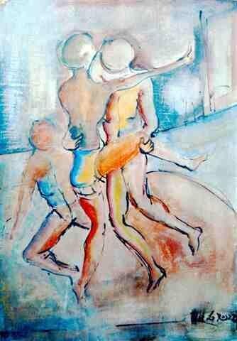 Peinture intitulée "ballerini" par Piero La Rosa, Œuvre d'art originale