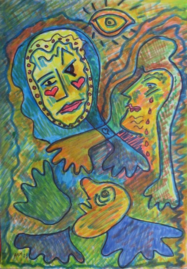 Painting titled "La re création" by Pierre-Alain Mathieu, Original Artwork, Marker