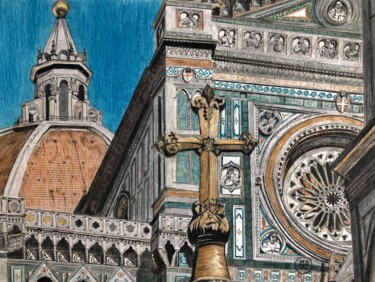 Tekening getiteld "Le Duomo de Florenc…" door Pierre Bayet, Origineel Kunstwerk, Potlood