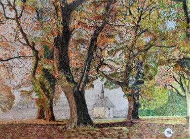 Dessin intitulée "Couleurs d'automne 2" par Pierre Bayet, Œuvre d'art originale, Crayon