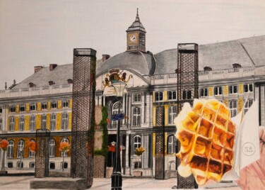 Drawing titled "Dégustez Liège !" by Pierre Bayet, Original Artwork, Pencil