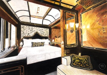 Desenho intitulada "Orient Express" por Pierre Bayet, Obras de arte originais, Lápis
