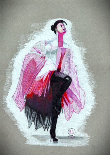 图画 标题为“La danseuse rose” 由Pierre Bayet, 原创艺术品, 铅笔