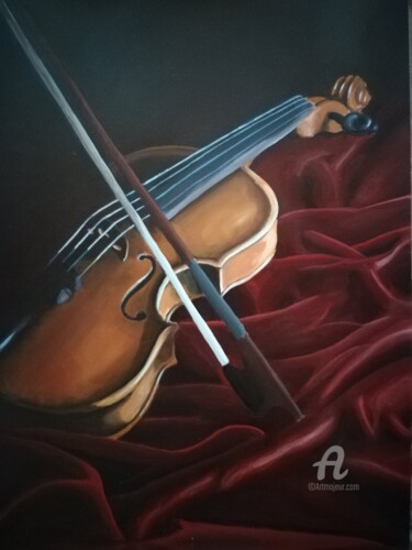 Schilderij getiteld "Violon" door Pierre Boutouiller, Origineel Kunstwerk, Acryl