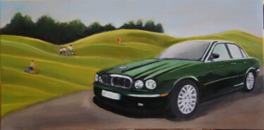 Картина под названием "jaguar XK8 au golf" - Pierre Giafferi (cesar luciano), Подлинное произведение искусства, Масло