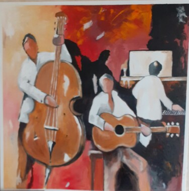 Peinture intitulée "Musiciens" par Pierre Isaac Gozlan, Œuvre d'art originale, Huile Monté sur Châssis en bois