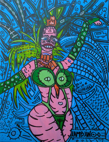Картина под названием "Carnival XL" - Pierre Lamblin, Подлинное произведение искусства, Акрил Установлен на Деревянная рама…