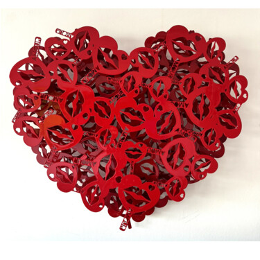 Sculpture titled "Love Me" by Pierre Lamblin, Original Artwork, Spray paint Mounted on Aluminium