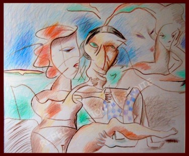 제목이 "Le bain de mer"인 그림 Pierre-Louis Torres로, 원작, 연필