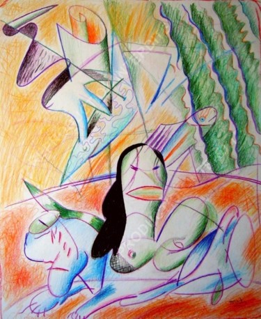 Disegno intitolato "Un Sphinx de mer" da Pierre-Louis Torres, Opera d'arte originale, Matita
