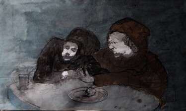 Schilderij getiteld "Égyptiennes" door Pierre Milosavljevic, Origineel Kunstwerk, Inkt