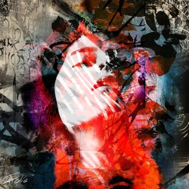 Painting titled "Red media" by Pierre Olié, Original Artwork, Digital Painting