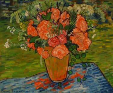 Peinture intitulée "Roses oranges" par Pierre Paszkowski, Œuvre d'art originale, Huile