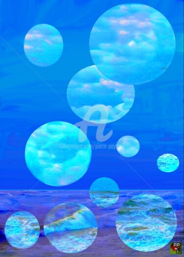 Arts numériques intitulée "BULLES de mer" par Pierre Peytavin, Œuvre d'art originale, Peinture numérique