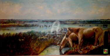 Malerei mit dem Titel "Camargue" von Pierre Peytavin, Original-Kunstwerk, Öl