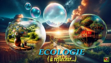 제목이 "ECOLOGIE A REFLECHIR"인 디지털 아트 Pierre Peytavin로, 원작, 포토 몽타주