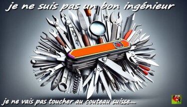 Digitale Kunst mit dem Titel "le couteau suisse" von Pierre Peytavin, Original-Kunstwerk, KI-generiertes Bild