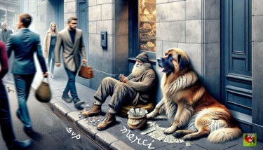 Digital Arts titled "CHIEN ET MENDIANT" by Pierre Peytavin, Original Artwork, AI generated image