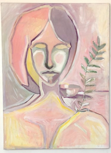 Schilderij getiteld "Femme blonde" door Pierre Vassal, Origineel Kunstwerk, Olie Gemonteerd op Frame voor houten brancard