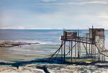 Peinture intitulée "Les carrelets à Sai…" par Pierre Vastchenko, Œuvre d'art originale, Huile