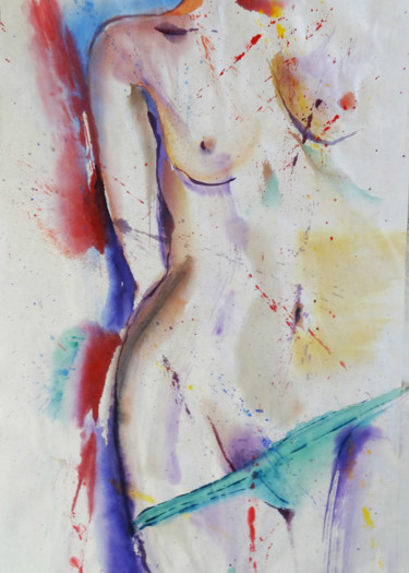 Malerei mit dem Titel "nue en maillot" von Pierre Julia, Original-Kunstwerk, Andere