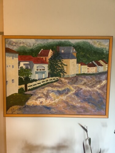 Painting titled "L adour en colere" by Pierrette Ducournau, Original Artwork, Oil Mounted on Wood Stretcher frame