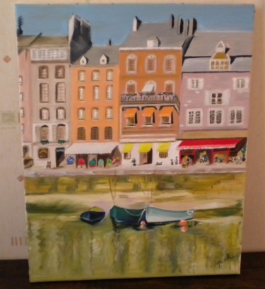 Pittura intitolato "honfleur" da Pierrette Kuhn, Opera d'arte originale, Olio