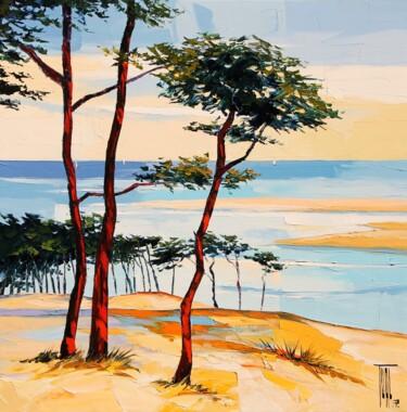 Painting titled "Dune à la mer" by Pierrick Tual, Original Artwork, Oil
