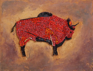 Rzeźba zatytułowany „Mosaic panel "Red b…” autorstwa Tatiana Fololeeva, Oryginalna praca, Mozaika