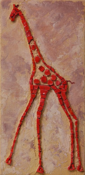 Sculpture titled "Mosaic panel "Giraf…" by Tatiana Fololeeva, Original Artwork, Mosaic