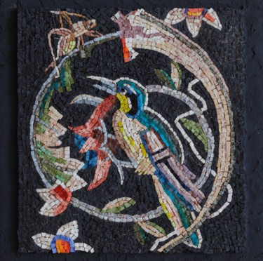 「Mosaic panel "Bird…」というタイトルの彫刻 Tatiana Fololeevaによって, オリジナルのアートワーク, モザイク