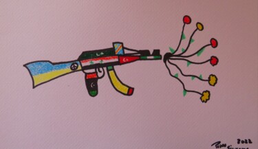 Schilderij getiteld "All Wars Want Peace" door Pedro Silvestre, Origineel Kunstwerk, Marker