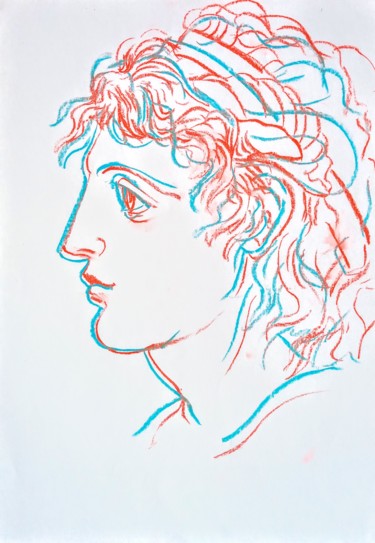 Drawing titled "Alexander, The Great" by Pietro Di Pompeii, Original Artwork, Pencil
