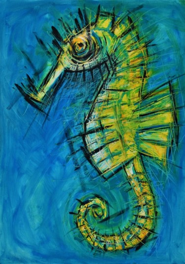 "Seahorse" başlıklı Tablo Simon Houlton tarafından, Orijinal sanat, Petrol Ahşap Sedye çerçevesi üzerine monte edilmiş