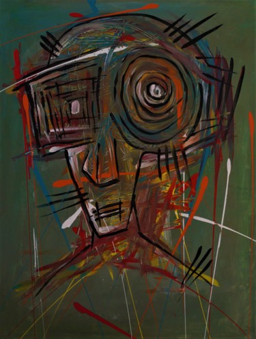 Pintura titulada "Renkli Adam" por Simon Houlton, Obra de arte original, Acrílico Montado en Bastidor de camilla de madera