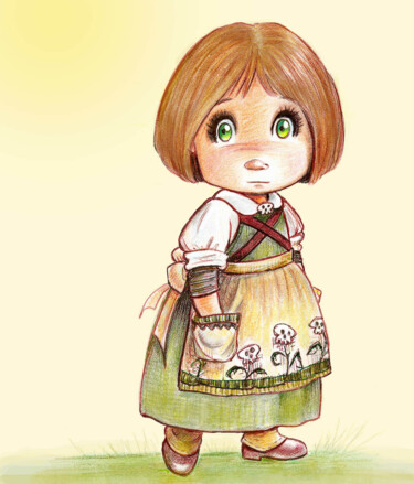 Malerei mit dem Titel "Girl with apron - i…" von Pilar Agrelo Art Studio, Original-Kunstwerk, Andere