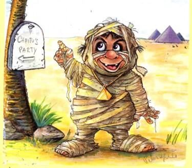 Disegno intitolato "The little mummy" da Pilar Agrelo Art Studio, Opera d'arte originale, Altro