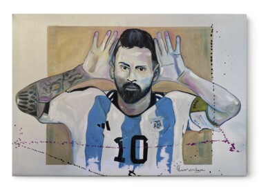 Peinture intitulée "Messi “Topo-Gigio“-…" par Pilar Ortega, Œuvre d'art originale, Huile