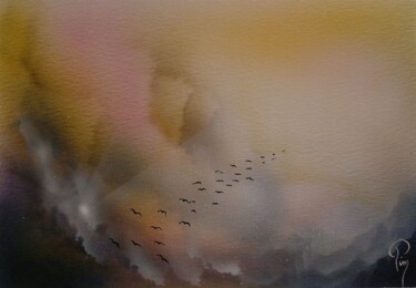 Ζωγραφική με τίτλο "nuage d'oiseaux 01" από Pim, Αυθεντικά έργα τέχνης