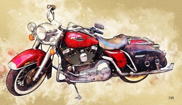 「Mythique Harley Dav…」というタイトルのデジタルアーツ Pinceau Numériqueによって, オリジナルのアートワーク, デジタル絵画 その他の剛性パネルにマウント
