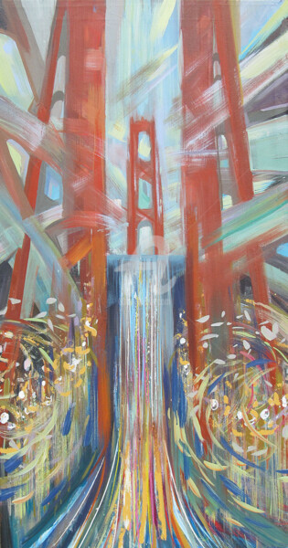 Картина под названием "san-francisco-bridg…" - Elena Penkova, Подлинное произведение искусства, Акрил