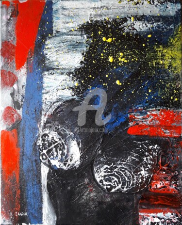 Картина под названием "La déesse noire" - Pinkivioletblue, Подлинное произведение искусства, Акрил Установлен на Деревянная…