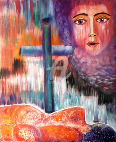 Peinture intitulée "Le chagrin des dépa…" par Pinkivioletblue, Œuvre d'art originale, Huile Monté sur Châssis en bois