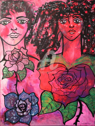 Malerei mit dem Titel "Ceux qui voyaient l…" von Pinkivioletblue, Original-Kunstwerk, Acryl Auf Keilrahmen aus Holz montiert