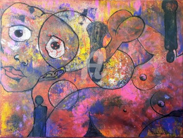 Malerei mit dem Titel "Imagerie du subcons…" von Pinkivioletblue, Original-Kunstwerk, Acryl Auf Keilrahmen aus Holz montiert