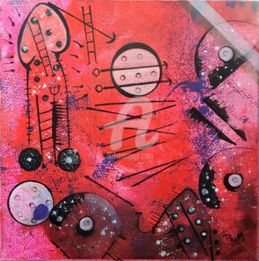 Картина под названием "PSRF-6" - Pinkivioletblue, Подлинное произведение искусства, Акрил Установлен на Деревянная рама для…